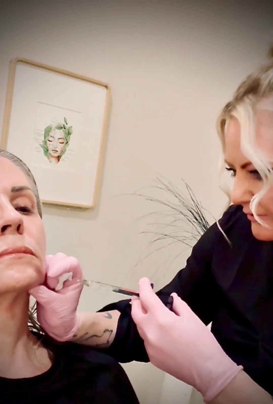 Brittany Cantu, AME placing masseter Botox at the angle of a patient's jaw at Banyan & Bamboo in Austin
