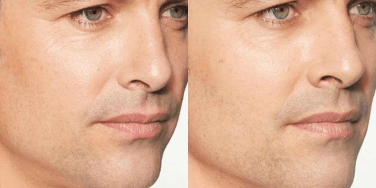 Sculptra for men before and after facial volume restoration at Banyan and Bamboo Austin TX