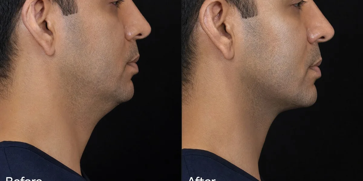 Sculptra for men jawline and lower face before and after at Banyan and Bamboo Austin TX
