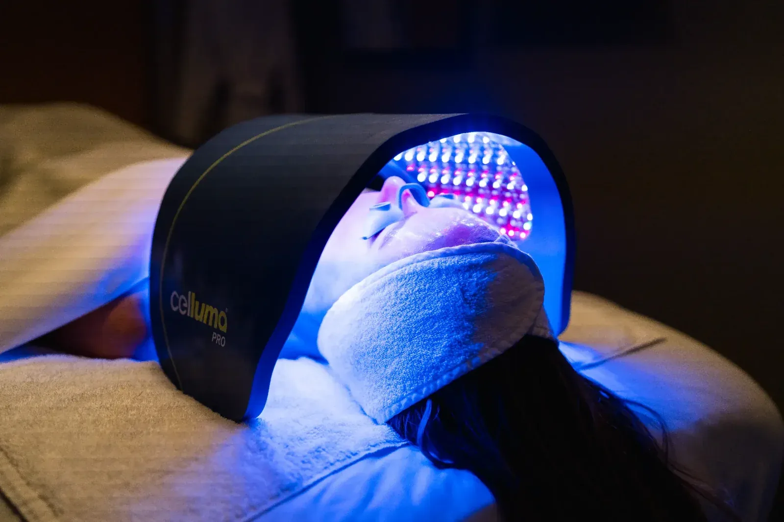 Celluma Blue Light Therapy for acne treatment at Banyan and Bamboo Austin