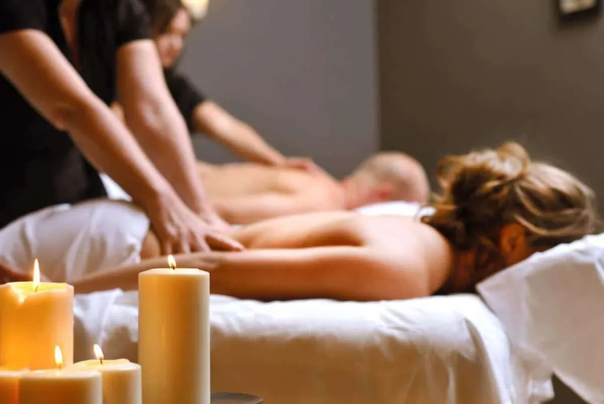Couples massage with candles